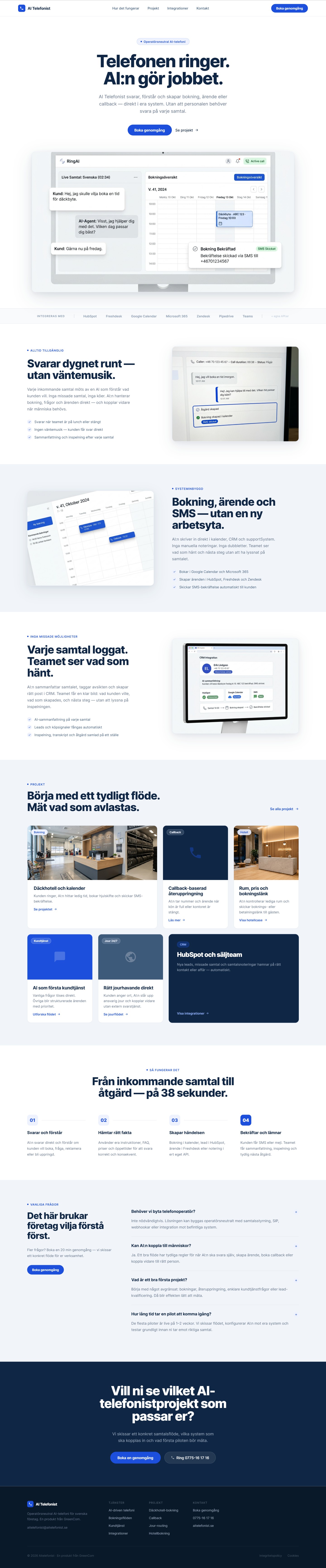 AI Telefonist Maritime v2 — startsida design